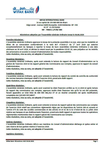 Assemblée Générale Ordinaire