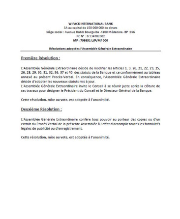 Assemblée Générale Ordinaire